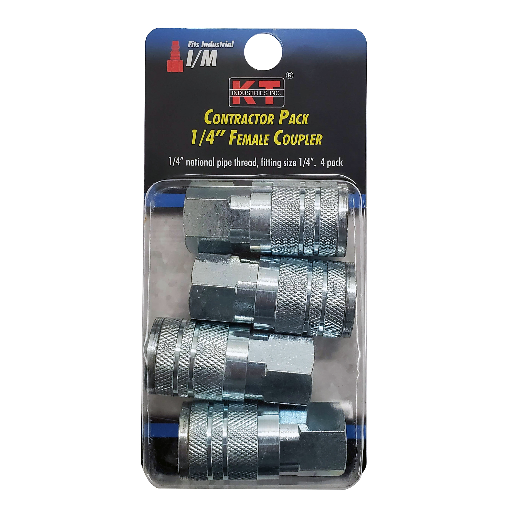 K-T Industries Industrial Coupler Set — 1/4in. F NPT, Zinc-Plated Solid Brass, 4 Pcs, Model# 6-5110